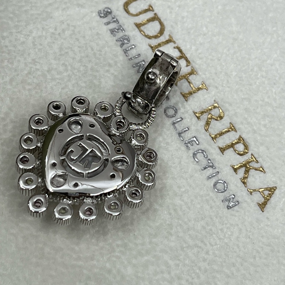 Vintage Judith Ripka Sterling Silver Heart Enhancer Pendant with Mother of Pearl - Picture 5 of 16
